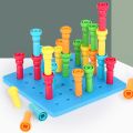 Stacking Peg Board Set Building Blocks Montessori Pegboard Puzzle Sorting Matching Games Motor Skill Nail Pulling Training Toys.