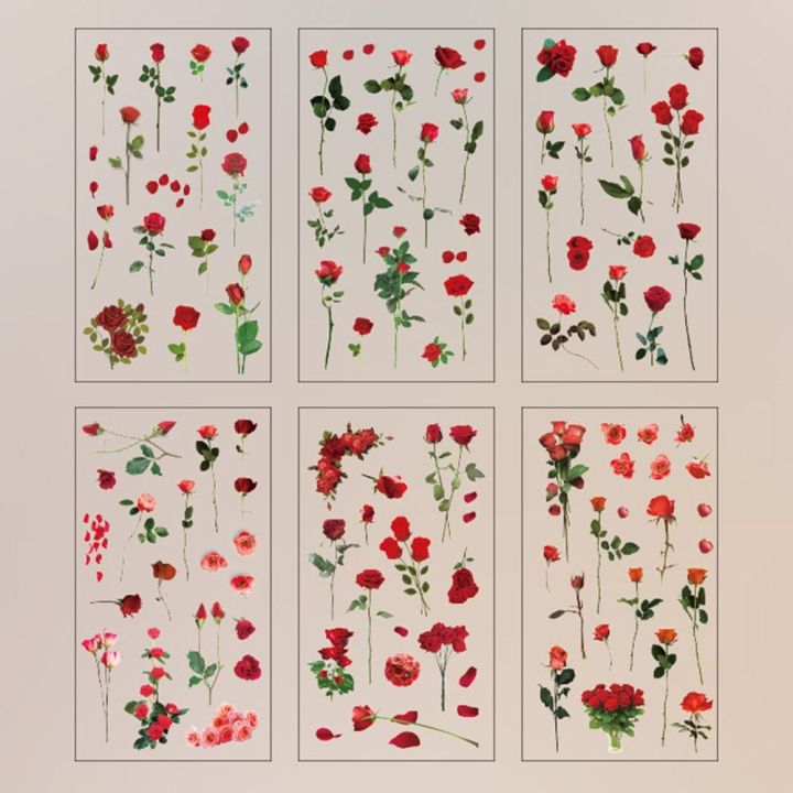 6%20pcs/pack%20Adhesive%20PVC%20Plant%20Flower%20Sticker%20Journal%20Supplies%20DIY%20sticker%20Vintage%20Transparent%20Flower%20Stickers%20Waterproof%20Clear%20PET%20Scrapbook%20Stickers%20Album%20-%20Image%205