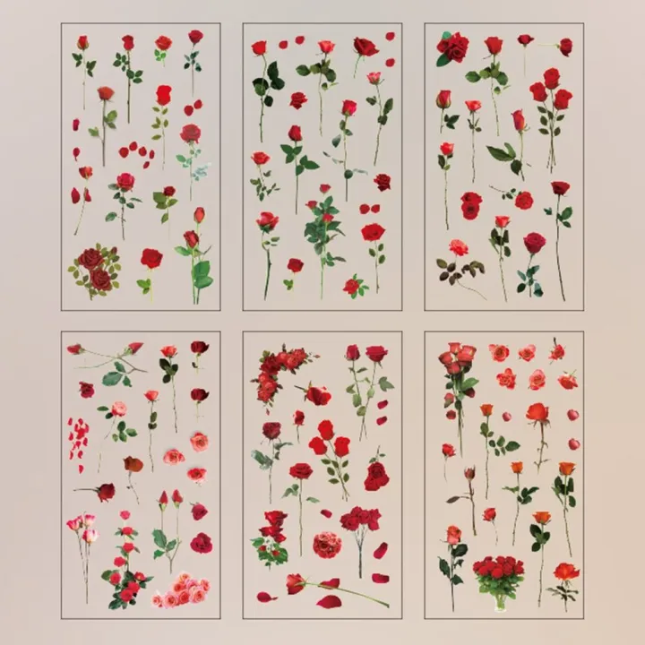 6%20pcs/pack%20Adhesive%20PVC%20Plant%20Flower%20Sticker%20Journal%20Supplies%20DIY%20sticker%20Vintage%20Transparent%20Flower%20Stickers%20Waterproof%20Clear%20PET%20Scrapbook%20Stickers%20Album%20-%20Image%205