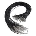 100Pcs 18Inch 1.5mm Black Wax Cord Necklace Rope Bracelet Faux Leather Cord Buckles Bulk for Jewelry Making Supplies. 
