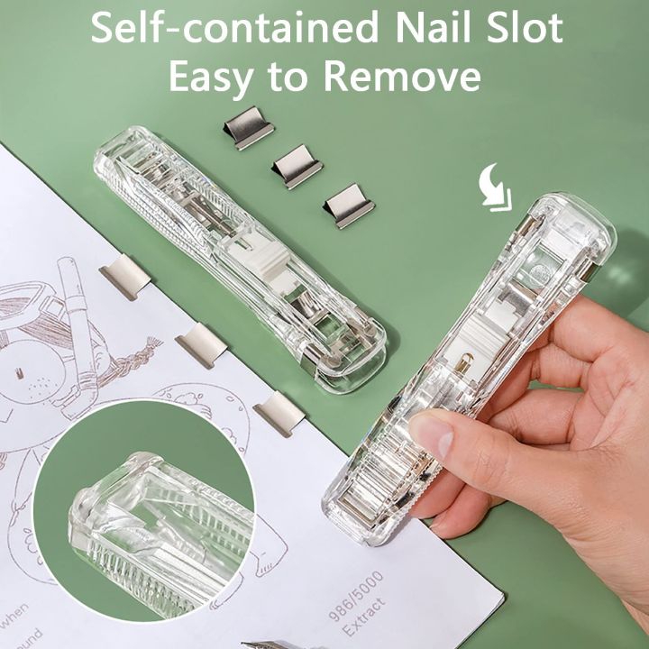 Hand Paper Clipper with Refills Metal Stapler Paper Clips For Document ...