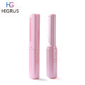 HEGRUS 2 in 1 Mini Straight Hair Comb Straightening Curling Brush Fast Heating Negative Ion Wireless Hair Straightener Gift Metal Ceramic Heating Element Styling Tools Women. 
