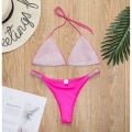 Women's Sexyy Shining Diamond Split Swimsuit Sexyy Bikini Shining Silver Solid Bra Bikinis Set Sexyy Swimwear Without Chest Pads and Underwires (S/M/L). 