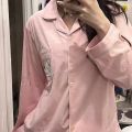 Sanrio Hello Kitty Pajamas Pants Kawaii Pijama Y2k Pyjama Pink Fluffy Suit Long-sleeved Trousers Onesize Cardigan Outfit Women.