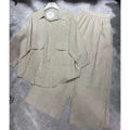 Women's Wide Leg Pants Two Piece Loose Long Sleeve Lapel Shirts+Pants Female Suit.