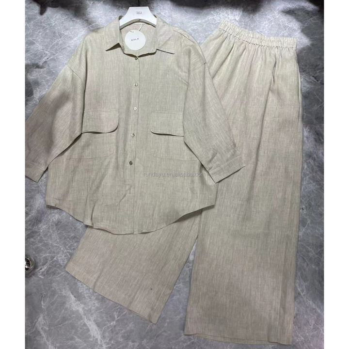 Women's%20%20Wide%20Leg%20Pants%20Two%20Piece%20Loose%20Long%20Sleeve%20Lapel%20Shirts+Pants%20Female%20Suit%20-%20Image%205