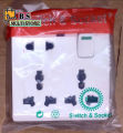2 Pcs 8 Pin Multi Gang Socket Double 3 Pin- 1Piece 2 Pin Multi Function Universal Wall Switch Socket.