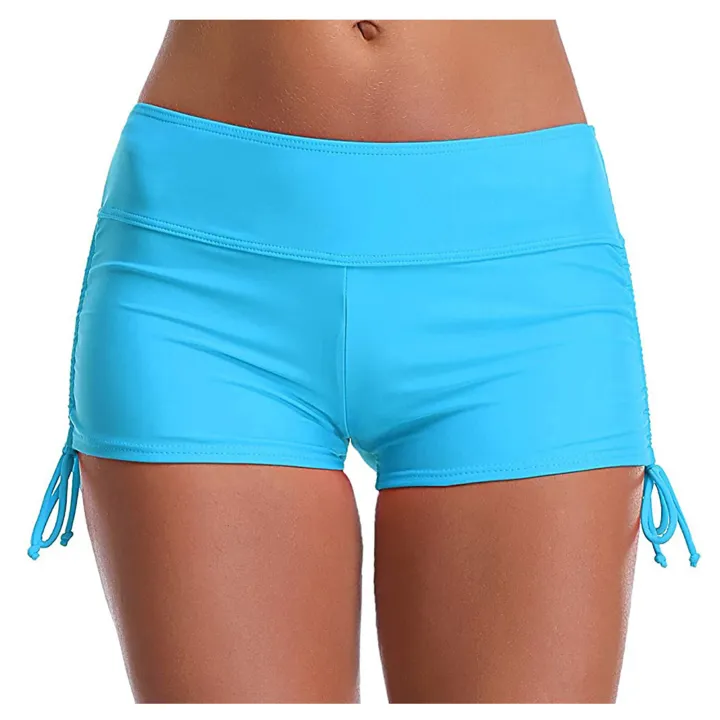 Women%20Running%20High%20Waist%20Bikini%20Bottoms%20Swim%20Briefs%20Beach%20Shorts%20Ruched%20Bottom%20Bottomed%20Sports%20Safety%20Drawstring%20Yoga%20Shorts%20-%20Image%202