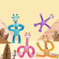 NEW Suction Cup Telescopic Tube Giraffe Toy Kids Versatile Cartoon Puzzle Luminescence LED Decompression Toys Children Birthday Party Gift. 