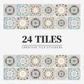 24PCS Moroccan Style Ceramic Tiles Wall Sticker Heat Resistant Kitchen Backsplash DIY Murals Self Adhesive Waterproof Wallpapers.