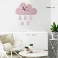 【Ready Stock *Nordic Wooden Cloud Raindrop Shaped Wall Clock Nursery Kids Room Decoration. 