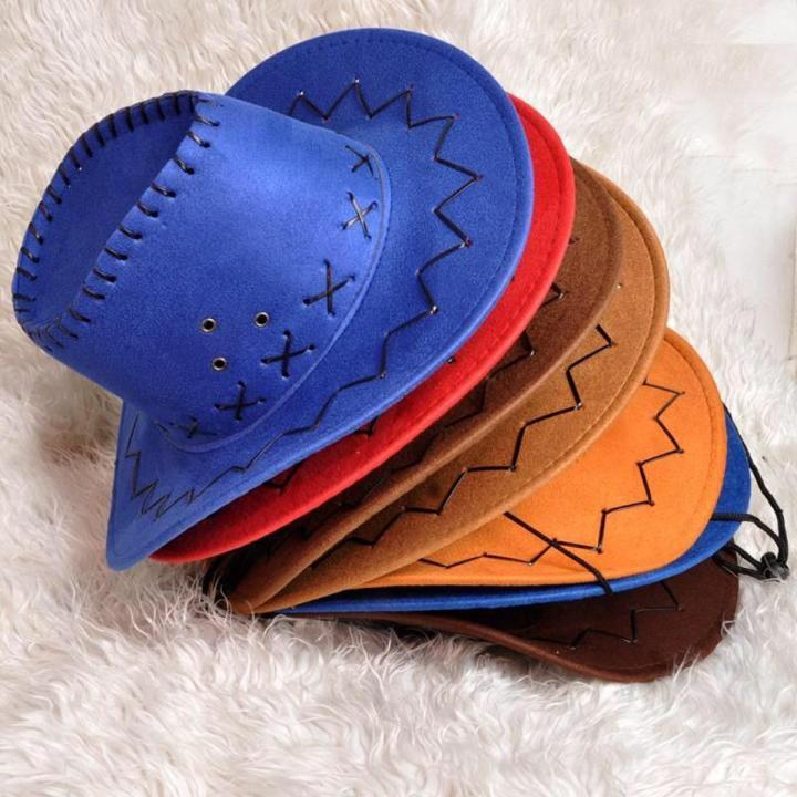 Spring and Summer Western Cowboy Hat Sun Hat Suede Fedora Hat Men's and Women's Multi-Color Knight's Cap Wide Brim Hat Top Hat