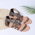 2021 summer new European and American plus size woven flat back zipper roman sandals women's spot clip toe women's shoes.