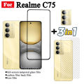 3 IN 1 Realme C75 Tempered Glass Film For Realme C61 C63 Note 60 Full Cover Screen Protector Glass +Camera Lens Film+back film. 