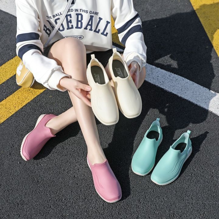 Elegant pumps rain boots women's fashion internet celebrity low top short tube anti-slip waterproof shoes kitchen work rubber shoes