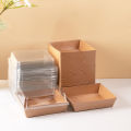 10pcs Kraft Paper Cake Paper Charcuterie Boxes With Clear Lids Food Wedding Birthday Party Decor Supplies. 