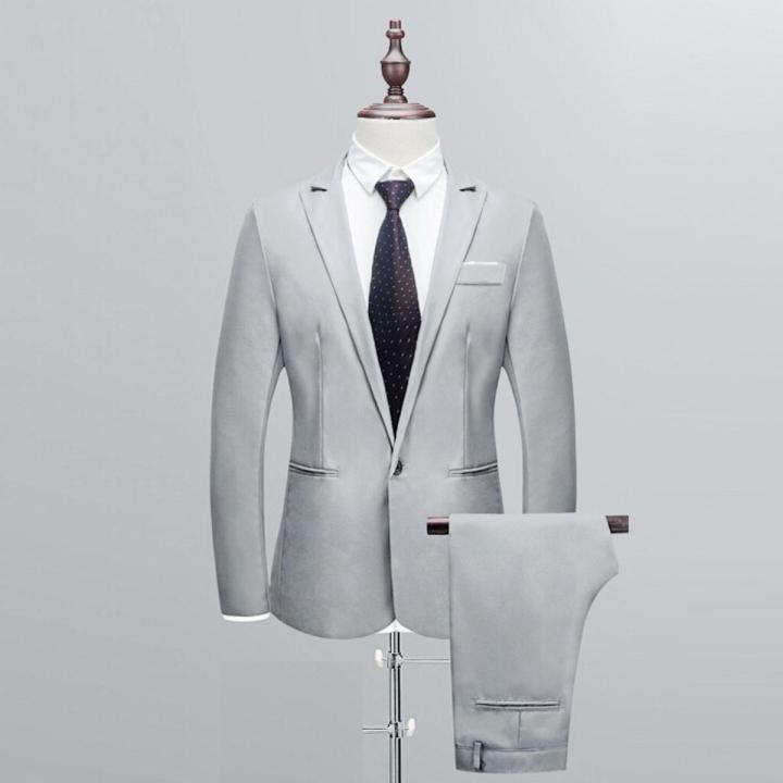 New design Men's Suits Slim Button Suit Pure Color Dress Host Show Jacket Coat Pant Formal Blazer Suit Homme 2021