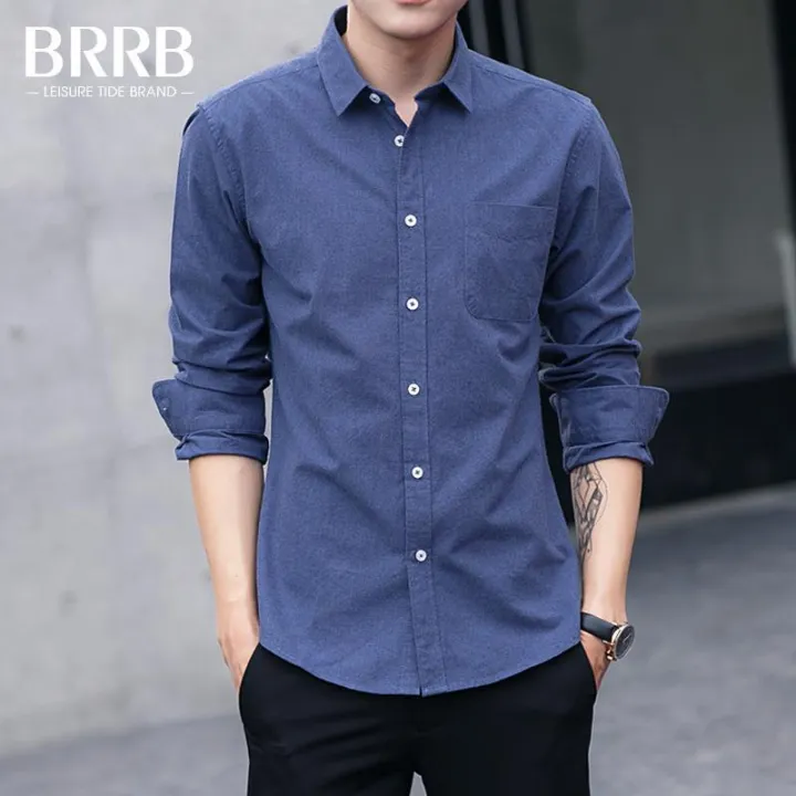 Buy%20One%20Get%20One%20Free%20Solid%20Color%20Spring%20and%20Autumn%20Youth%20Men's%20Casual%20Shirt%20Retro%20Cotton%20Shirt%20Style%20Korean%20Fashion%20-%20Image%203