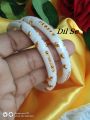 Unique and Gorgious Golden Metal Works Plastic Shakha Pola Bangles. It's for Women White, Party, Wedding, Anniversary, Durga Puja & All Time Use.. 
