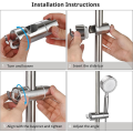 Hand Shower Holder Adjustable Shower Holder 360° Rotatable Shower Holder with 2 Hooks Fit for Bathroom.