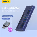 MZX 10/7/4 Port Aluminum USB 3.0 Hub A 3 0 Multi Splitter Concentrator Multiple Extension Hub Switch Power Adapter for PC Laptop.