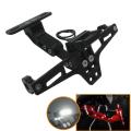CNC Frame Motorcycle License Number Plate Holder Bracket With Led Adjustable Multicolor. 