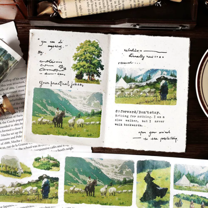 RHS Online Life is a Wilderness Series Scenery Washi Masking Tapes Decorative Sticky Tape for Journaling Diary DIY Crafts Scrapbooking
