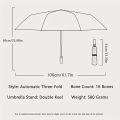 Automatic 32 Ribbed Umbrella - Windproof, Foldable, Sunscreen, and Sunshade Umbrella Dual Dragon Bone Sun Rain Dual Use. 