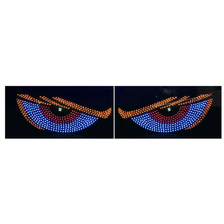 Evil Eyes Warning Lamp 1 Pair LED Car Dynamic Devil Eye Light Sticker ...