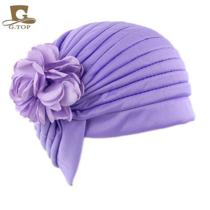 Spring Turban Images 【DM bag factory Store】New Women Floral Pleated Head Turban Chemo With ...