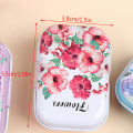 1*Mini Flower Tin Trinket Jewelry Box Tinplate Storage Case Small Rectangul. 