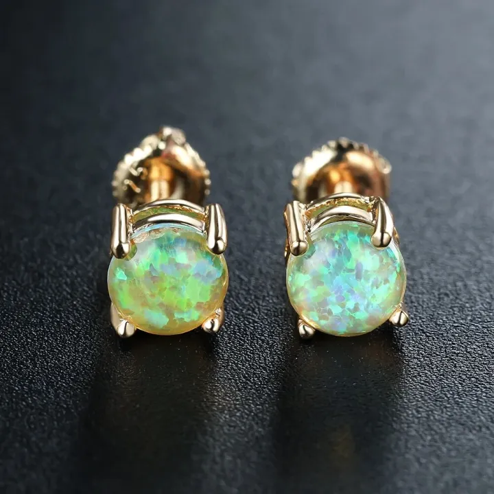 6mm%20Cute%20Round%20Fire%20Opal%20Stud%20Earrings%20for%20Women%20Gold%20Color%20Classic%204%20Claws%20Helix%20Screwing%20Girls'%20Earrings%20Birthstone%20Jewelry%20-%20Image%203