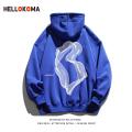 HELLO KOMAThin European and American High Street Hooded Sweater Women's Autumn and Winter Fleece-Lined Thickened Loose Casual Top Men's Fashion. 
