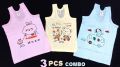 3 pcs  Super Comfortable  Child Baby Sando Ganji Combo premium Quality ( kids Boy's and girl's tang top / sleeveless T-shirt shirt sendo genji). 