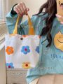 New Ins Style Flower Canvas Handbag Cotton Art Student Canvas Bag Small Fresh Mommy Bag. 
