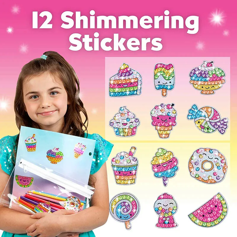 Kids Big Gem Diamond Painting Kit Create 12 Stickers DIY Arts