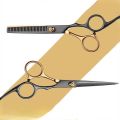 6 Inches Black-gold Barber Scissors Household Scissors Flat Shears Fine-toothed Shears Barber Accessories. 