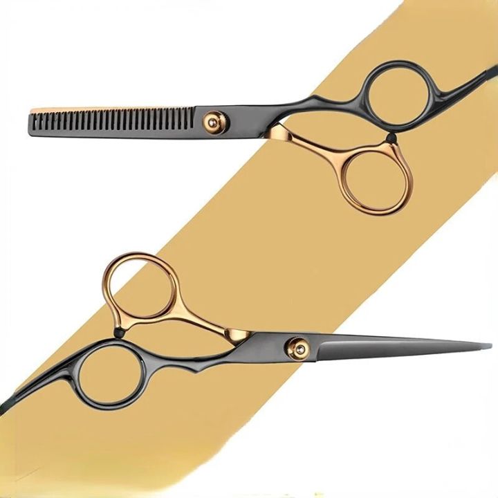 6%20Inches%20Black-gold%20Barber%20Scissors%20Household%20Scissors%20Flat%20Shears%20Fine-toothed%20Shears%20Barber%20Accessories%20-%20Image%202