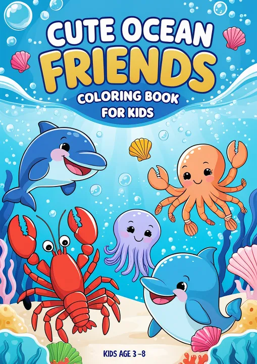 Cute Ocean Friends Coloring Book for Kids Ages 3–8 | Fun Underwater ...