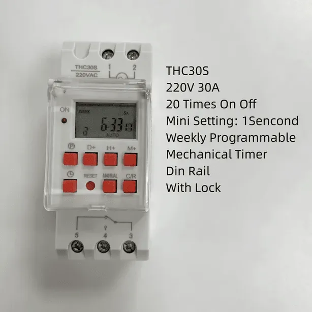 Time Switch 30A weekly programmable Digital electronic timer 220V-AC ...
