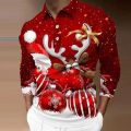 Men's polo shirt golf shirt Santa Moose snowflake carousel black light green red blue dark green 3D print casual breathable. 