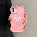 Hontinga for Redmi Note 13 4G Back Cover Pink Butterfly Pattern Luxury Phone Cover Soft Silicone Macaron Wave Mobile Case.
