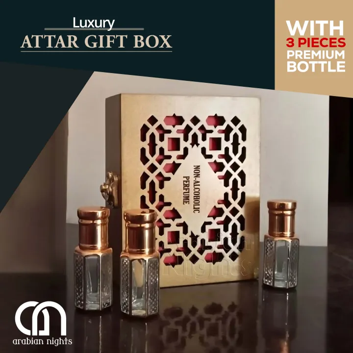 Luxurious Wooden Attar GiftBox with 6 ML 3Ps Premium Empty Attar Bottle ...