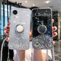 Casinglee for Samsung Galaxy A03 Core case Shiny Ring Glitter Soft Transparent Holder Stand Back cover with String for Samsung A03 Core Phone cases cover Stars Moon Girls For girls and Boys. 