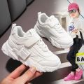 Spring New Kids Sneakers shoes 2023 PU Girls Casual Mesh Solid Pink Light Boys White Hook Loop Children Non-slip Sports Shoe.