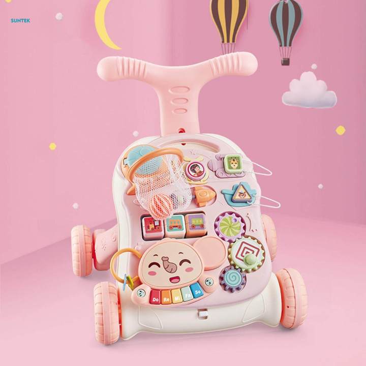 Baby Push Walkers Push Walking Toy Learning to Walk Practical Early Educational Push Toy for Boy Girls with Sound Musics Infant Musical Activity Center