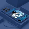 [Free Strap] Honor X8b X7b X8a 5G X7a X6a Smile Astronaut Square Phone Case Liquid Silicon Soft Casing nasa Cover. 