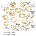 Enacolor Rings for Girls All Season Polished Alloy Irregular Geometric Open Ring Set – 15Pcs Fashion Jewellery. 