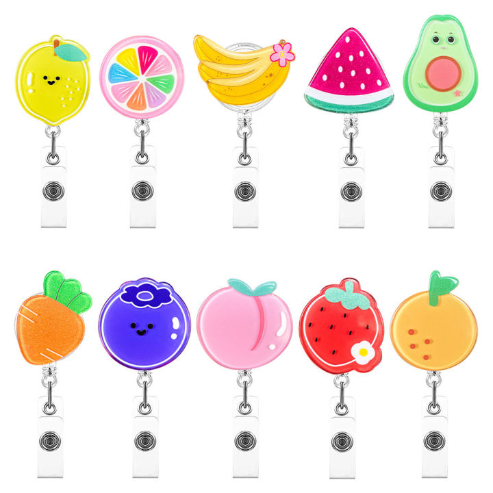 Fashion Cute Fruit Cartoon Retractable Nurse Badge Reel Clip Badge Holder Students Doctor ID Card Holder
