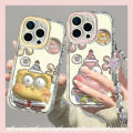 Cute Spongebob Cartoon Patrick Star Bracelet Case For Samsung A12 A15 A05 A05s A14 A13 A55 A02s A24 A10s A34 A03s A35 A25 A03 A51 A34 M12 A54 M01S Luxury Mirror Make Up Soft Case.